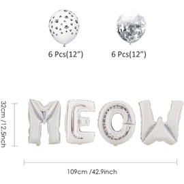 Esweny Cat Birthday Party Supplies Decorations Meow Letter Balloons Cat Paw Print Balloons Happy Birthday Banner for Pet Birthday Party Supplies