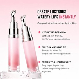 Peptide Brightening Lip Serum, Hydrating Plumping Tinted Lip Gloss with Metal Applicator, Moisturizing Lips Balm for Dark Lips Smooth Lines No Peel Of