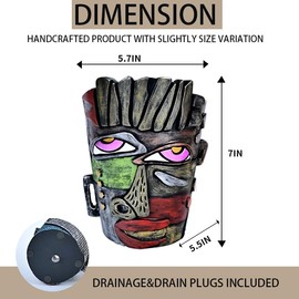 Midogaigai Abstract Face Planters Pots Head,Unique Head Planter for Indoor Plants,Funny Face Flower Pot,Colorful Plant Pots for Outdoor Garden Decor and Home Art Decoration(Classic)