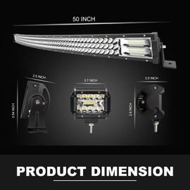 50Inch 684W Curved LED Light Bar+2PCS 4Inch LED Cube Pods Grill Roof Windshield for Polaris Ranger Honda Pioneer Can Am X3 Maverick Grand Cherokee XJ Dodge Ram Dodge GMC UTV ATV 4WD Truck Boat
