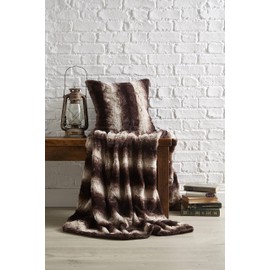 Lex's Linens Pack of 2 Opulence Premium Faux Fur Cushion Covers (Brown Wolf, 60 x 60cm)