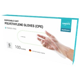 EUROPAPA® 100, 200, 300, 450 Value Pack CPE Transparent Disposable Gloves in Box Latex Free Rubber Gloves Powder-Free Gloves in Sizes S, M, L, XL (100, S)
