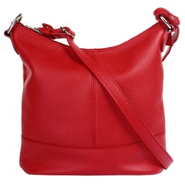 Cluty Women's Genuine Leather Shoulder Bag, Made in Italy, Handbag, Shoulder Bag, Crossbody Bag Made of Leather, 021217, red, Unit size