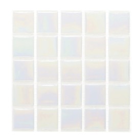 URBN Contemporary Pearl White Iridescent Glass Mosaic Tile for Indoor and Outdoor - Sample Tile (4-1/3 inches x 4-1/3 inches, 0.13 SQ FT)