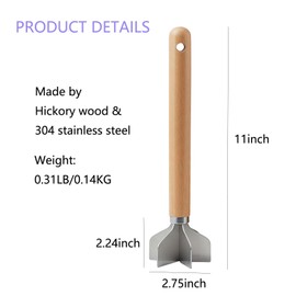 304 Stainless Steel Meat Chopper,6 Blade Ground Beef Masher with Wooden Handle, 11 Inch Potato Masher, Metal Meat Masher for Kitchen