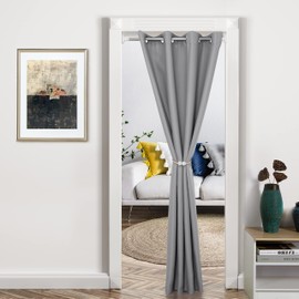 DriftAway Doorway Curtain Panel Closet Curtain for Bedroom Closet Door Solid Gray Blackout Curtain Room Divider Curtain 78 Inches Long Grommet Thermal Insulated Privacy Drapes 1 Panel W54 x L78 Inch