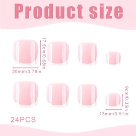 SGERUFZ Pack of 24 Stick-On Toenails French Short False Nails Fake Nails DIY Nail Art