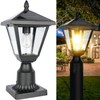 Jalarox Solar Post Lamp Lights, Metal and Glass Built Dusk