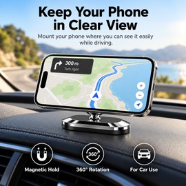 Magnetic Car Phone Holder for Driving – Compact Magnet Mount with Adhesive Base for Convenient In-Car Phone Viewing