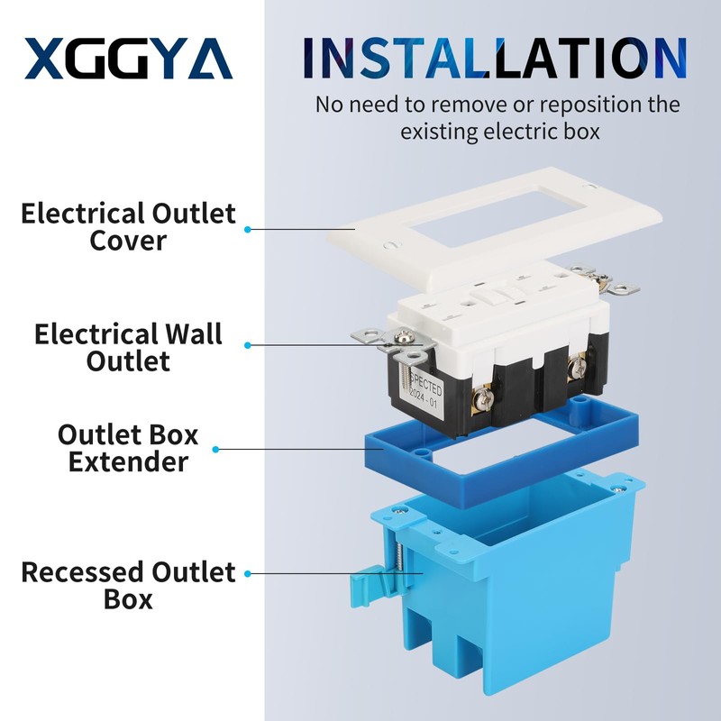 XGGYA 12PCS 1/2 Inch Single Gang Outlet Box Extender,Electric Outlet