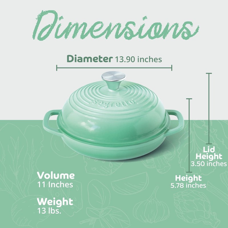 Enameled Cast Iron Bread Pan with Lid 11” Green Bread
