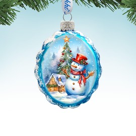 Snowman and Christmas Tree Mercury Glass Ornaments by G. Debrekht | Christmas Santa Snowman Décor - 776020