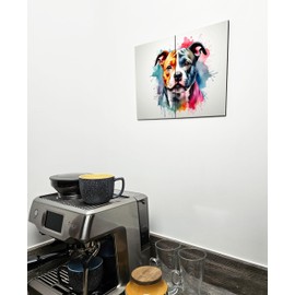 The Plum Penguin Staffordshire Bull Terrier Watercolour Wall Art - Dual A4 MDF Wood Panels