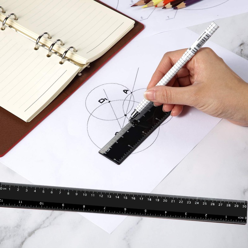 eBoot Plastic Ruler Straight Ruler Plastic Measuring Tool 12 Inches