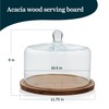 Libbey Acaciawood Flat Round Wood Server with Glass Dome
