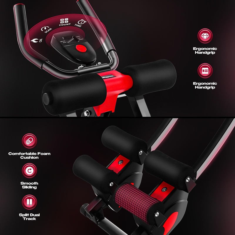 BODY RHYTHM Dual-Track Ab Machine with 4 Adjustable Heights, Foldable