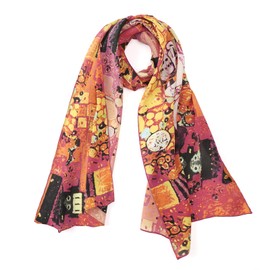 JWSilk Long Charmeuse Silk Scarf Classic Art (Portrait by Klimt)