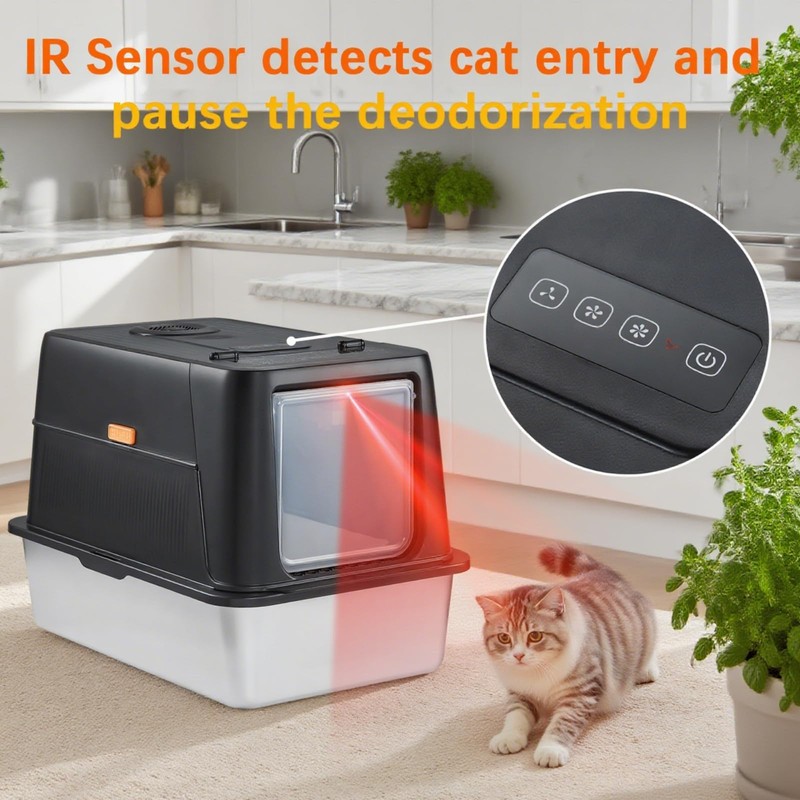 2025 Smart Infrared Sensor Stainless Steel Litter Box with Lid,