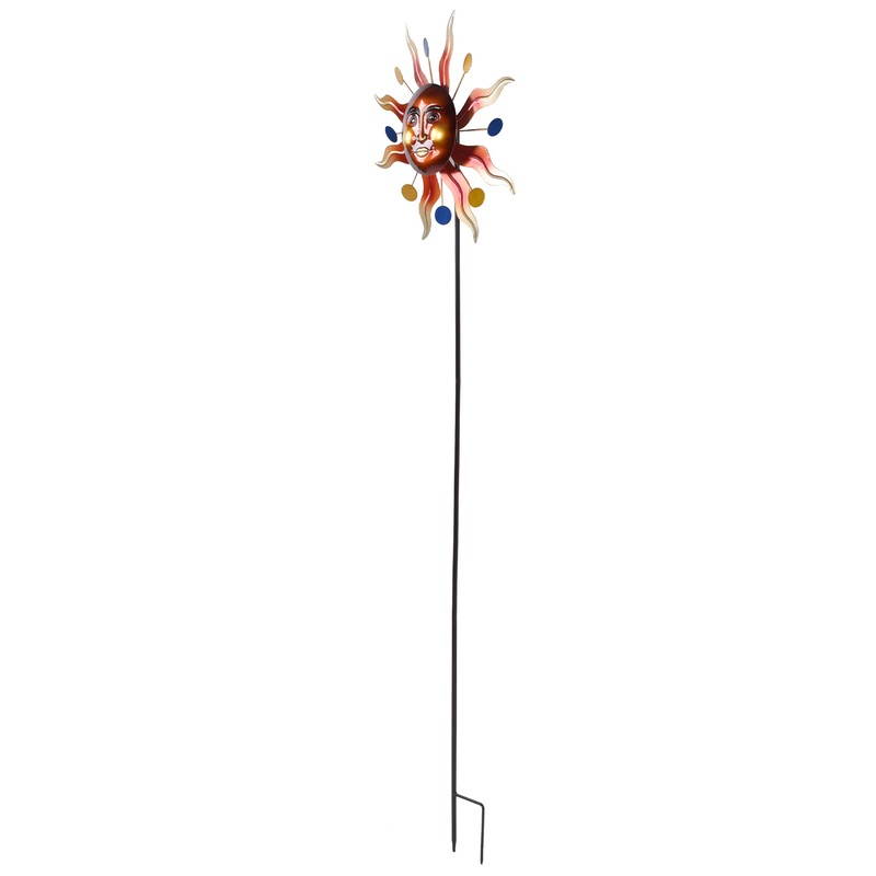Sun Windmill Iron Weather Resistant Decorative Flower Wind Spinner with