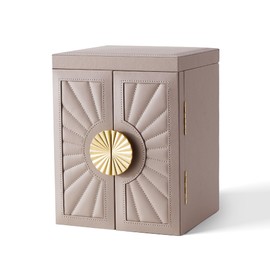 BIQI MUSSE Jewelry Box for Women, 6-Tier Jewelry Organizer Box with Mirror, 5 Drawers Jewelry Storage Case for Ring Necklace Earring Bracelet, Light Taupe