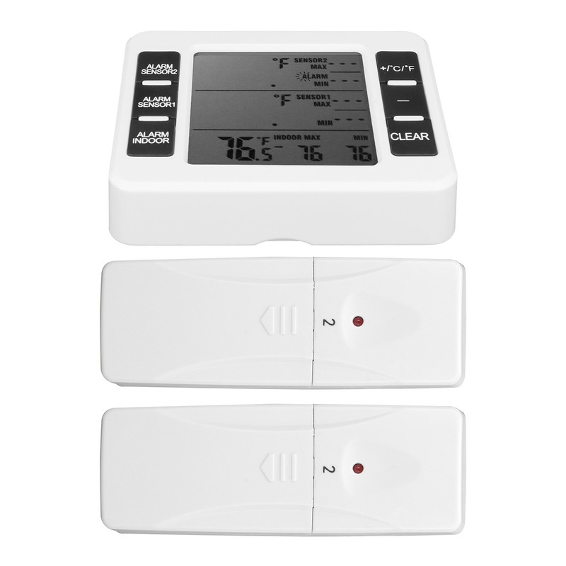 Refrigerator Thermometer Wireless Sensor Temperature Monitor with Audible Alarm for