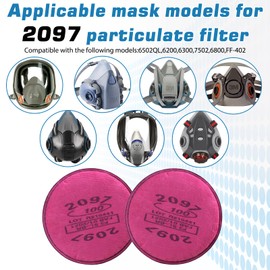 2097 Respirator Filters 10 PCS (5Pack), Installed on Filter for 6000 6200 6800 7000 FF-4 Series Respirators Mask, for Against Dust,Torch Cutting,Chemicals