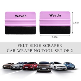 Wevdn 2 PCS Felt Edge Squeegee Car Wrapping Tool Kit, Scratch-Resistant Plastic Felt Squeegee with 3 Shapes, Wrap Squeegee Applicator Tool for Most Vehicles, Car Accessories (Pink)