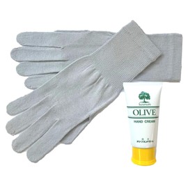Olive Sarah Soft Gloves & ori-buhandokuri-mu 小豆島 Made in Olive Oil Use UV Care Care Hands from Rough to 1 Year Round Use, Grandparents Day As A Gift - grays
