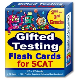 TestingMom.com SCAT Test Prep Flash Cards (School and College Ability Test) – Elementary Level Grades 2 – 3 – Complete SCAT Test for Students Applying to Johns Hopkins Center for Talented Youth