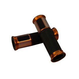 MotorToGo Orange Gold CNC Aluminum 7/8" Handlebar Open-End Rubber Gel Grips for 2005 Buell Lightning Xb12S