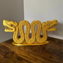 Handmade Aztec Double-headed Serpent Sculpture