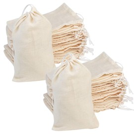 Tayfremn 100Pcs Cotton Drawstring Bags, Reusable Muslin Bag Natural Cotton Bags with Drawstring Produce Bags Bulk Gift Bag Jewelry Pouch for Party Wedding Home Storage(4 by 6 Inches)