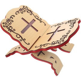 Operitacx Wooden Quran Bookshelf Foldable Reading Stand Holder 10.6 Inch Islamic Prayer Book Display Organizer for Home and Mosque