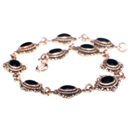 WINDALF Medieval Bracelet Medieval 19 cm Black Onyx Bracelet Elegant Bronze, Fabric, Onyx