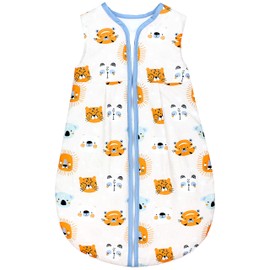 TupTam All-season sleeping bag 2.5 tog padded sleeveless baby sleeping bag Oeko-Tex, colour: animal heads, orange, blue, white, size: 68-74