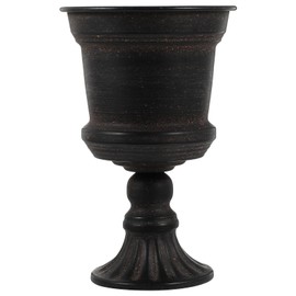 DOITOOL Classic Urn Planter, Rustic Metal Vase Wedding Centerpieces Vase Flower Vase Bowl for Wedding Party, Anniversary Ceremony Decoration (Black)