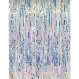CHRORINE 6.5Ft/2M Rainbow Tinsel Foil Fringe Curtains Christmas Curtains Party Streamers Backdrop for Unicorn Rainbow Birthday Hen Party Bridal Shower Decorations Supplies