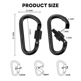 Flintronic 10PCS Locking Carabiner, Locking Carabiner Clips, Aluminum D Ring Carabiners, Keychain Carabiner Clip Hook for Camping Hiking Fishing Traveling (Multicolor)