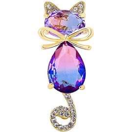 chenxiaonan Crystal Cat Brooch Cute Kitten Pin Corsage Kitten Glitter Brooch Bows Brooch Fine Animal Rhinestone Pin Jewellery Gifts Outerwear Clothing Decoration, Metal