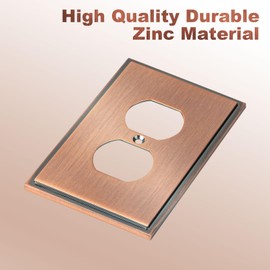 Henne Bery Soft Modern Decorative Wall Plate Switch Plate Outlet Cover (Single Duplex 2PK, Antique Copper)