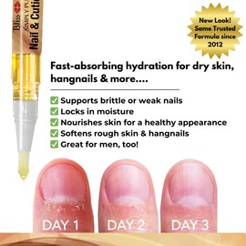 Bliss Kiss Bliss Kiss | 4 Vanilla Fragrance Nail Oil Cuticle Pens w/Vitamin E & Jojoba⏤Nail Strengthener Nail Growth Serum for Brittle Peeling Breaking Thin Nails