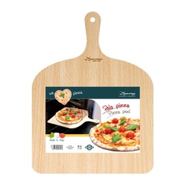 Eppicotispai Pizza Set with Cooking Stone and Pizza Peel, Silver