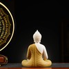 Houlu Yellow Buddha Statue and Circle LED Table Lamp, Ceramic