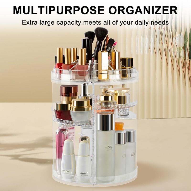 AMEITECH Makeup Organizer, 360 Degree Rotating Adjustable Cosmetic Storage Display