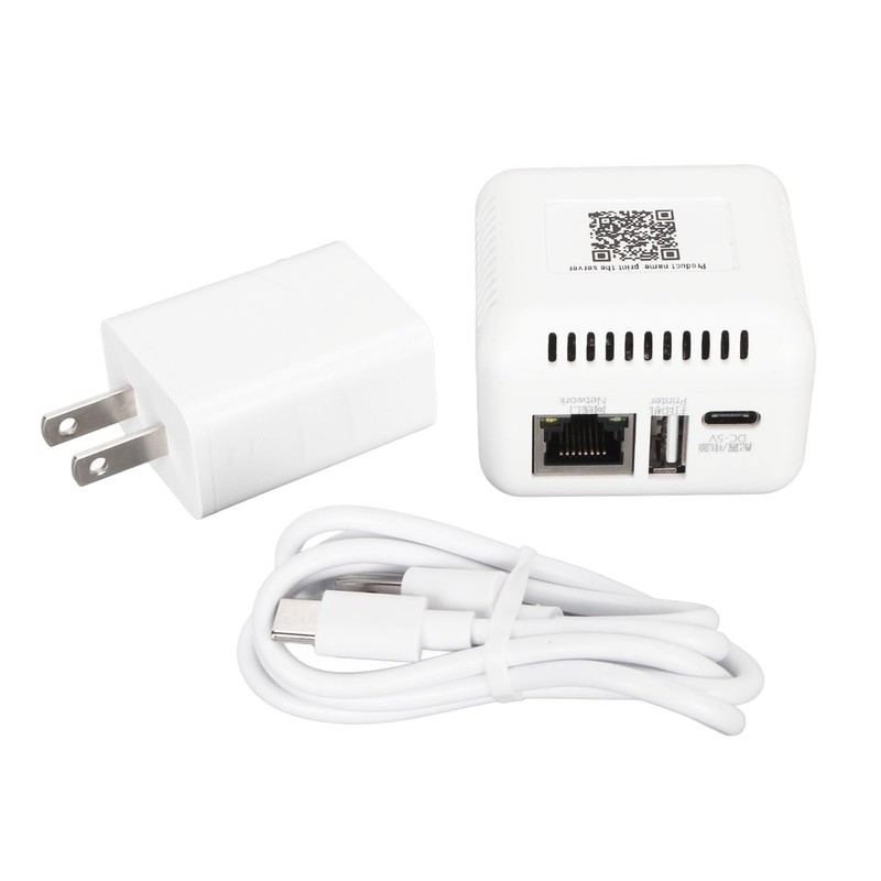 Rtuates LAN Print Share Server, Plug and Play Ligero 5V