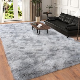 Dssimo 5x7 Area Rugs for Living Room, Tie-Dyed Plush Thick Carpets for Boy and Girls Room, Modern Soft Shag Rug for Bedroom, Non Slip, Large Indoor Carpet for Nursery Dorms Home Decor Aesthetic, Grey