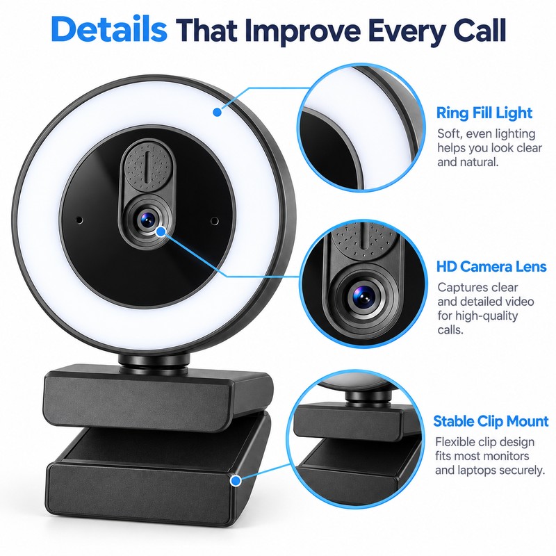 1080P USB Webcam for Video Calls & Streaming – Autofocus