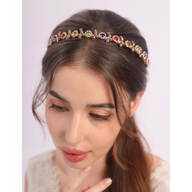 Rumtock Colorful Rhinestones Beads Gold Hair Crown with Comb Pins Wedding Jewelry Set for Brides Women Special Occasion Hair Accessories (Gold)