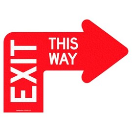 Sigo Signs, Exit This Way Right Arrow, 9x12 Inches, Floor Decal Anti-Slip Adhesive Floor Sign Made in USA