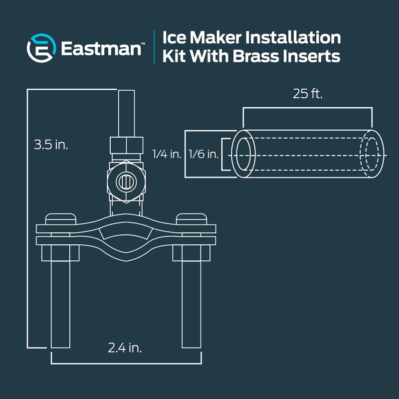 Eastman Ice Maker Installation Kit with Brass Inserts, 1/4 Inch